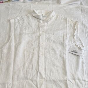 Reformation White Sleeveless Button-Up Shirt